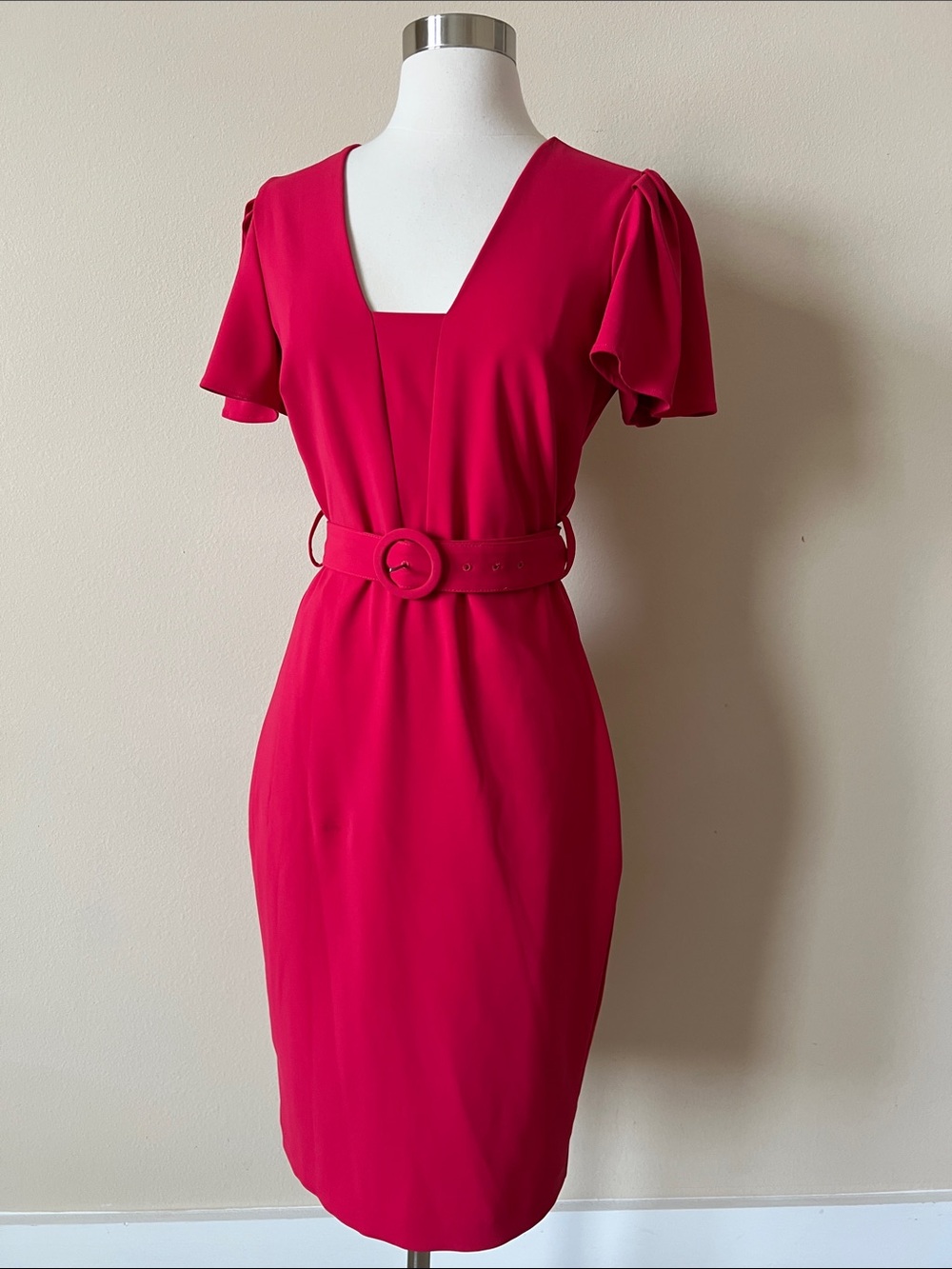 Badgley Mischka Midi Belted Dress